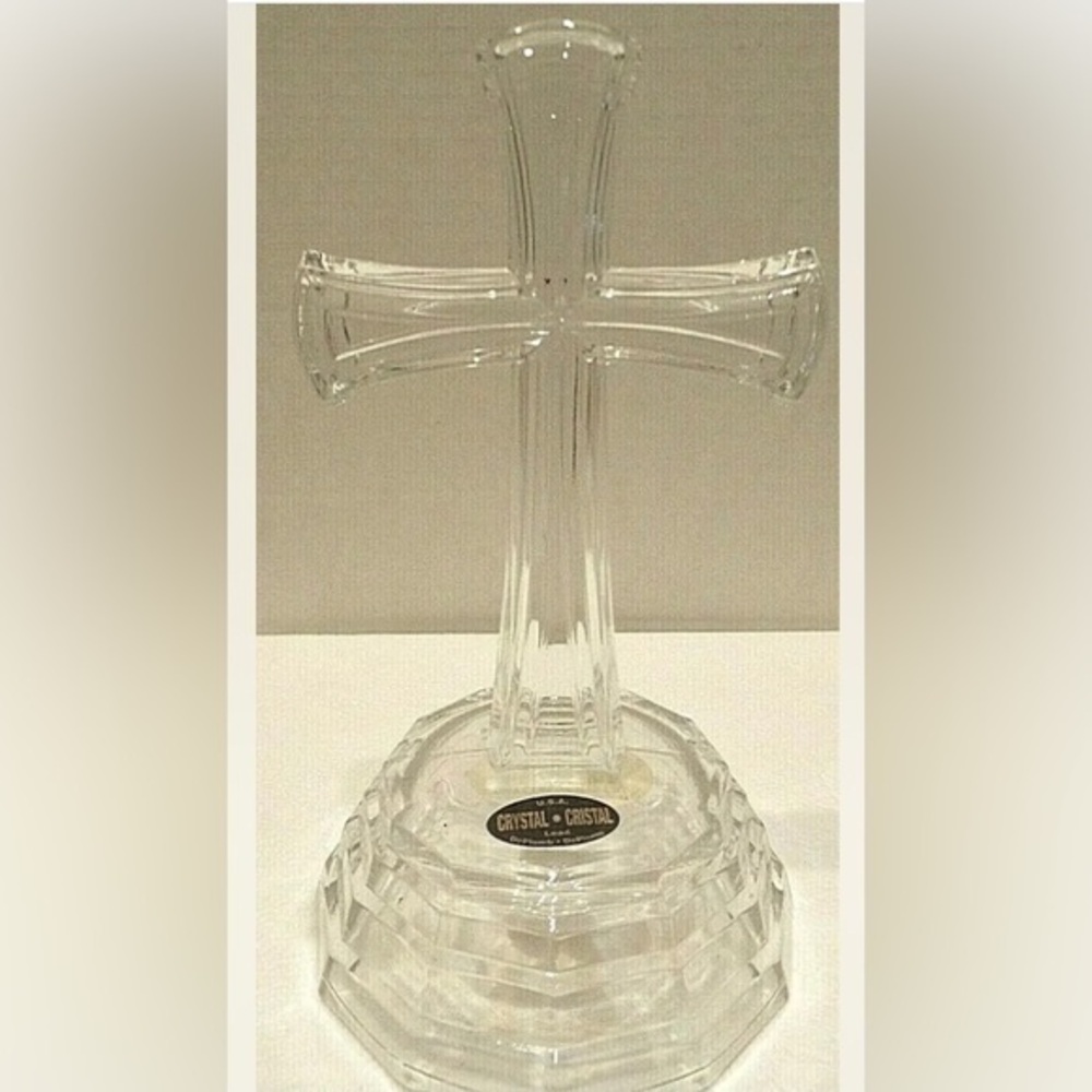 Vintage Deplomb lead Crystal USA cross 7”